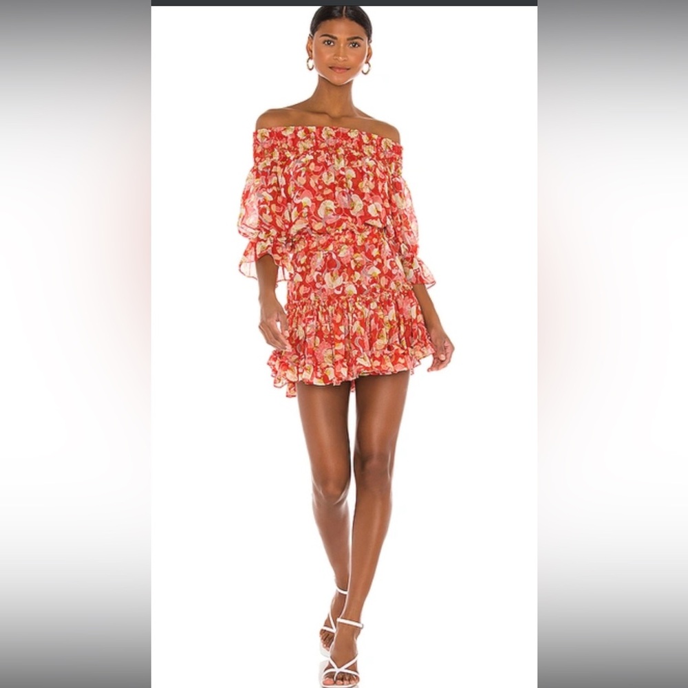 MISA los Angeles Darla dress in Mandarin Fan